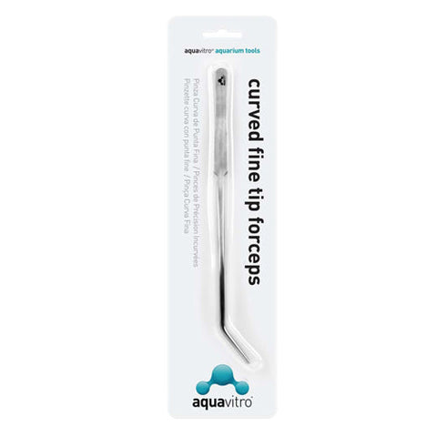 aquavitro, aquavitro Stainless Steel Curved Fine Tip Forceps Aquarium Tool, Silver, 1 Each/9.5 in