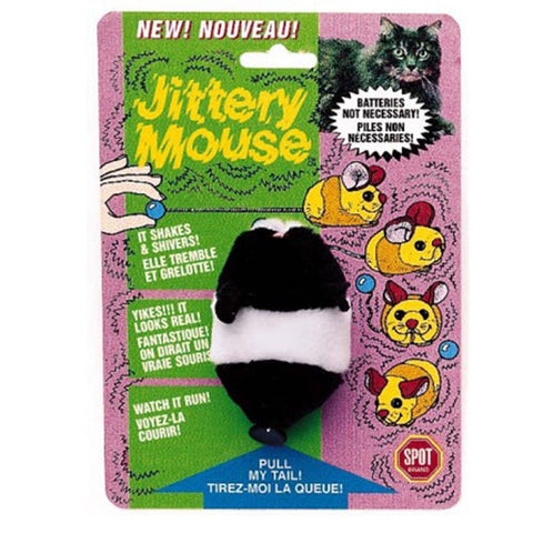 Spot, Spot Jittery Mouse Plush Cat Toy, Gray, White, 1 Each/3 in