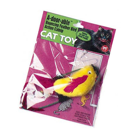 Spot, Spot A-Door-Able Bouncing Plush Bird with Feather Tail Cat Toy, Multi-Color, 1 Each/4.5 in