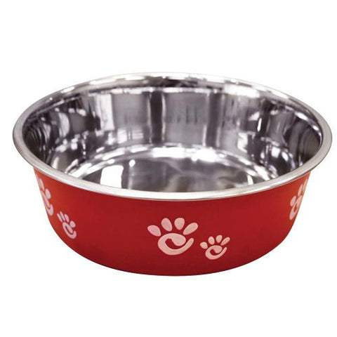 Spot, Spot Barcelona Stainless Steel Paw Print Dog Bowl, Raspberry, 1 Each/64 Oz