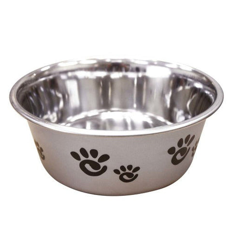Spot, Spot Barcelona Stainless Steel Paw Print Dog Bowl, Silver, 1 Each/32 Oz