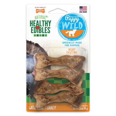 Nylabone, Nylabone Healthy Edibles WILD Puppy Natural Long Lasting Turkey Dog Chew Treats, 1 Each/SMall/Regular (4 Count)