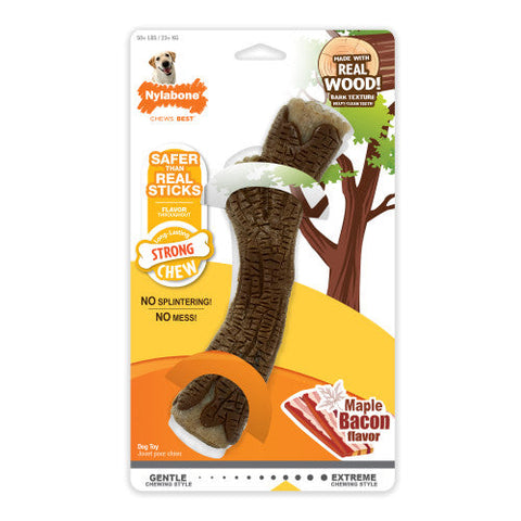 Nylabone, Nylabone Real Wood Stick Strong Dog Stick Chew Toy, Maple Bacon, 1 Each/XL/Souper (1 Count)
