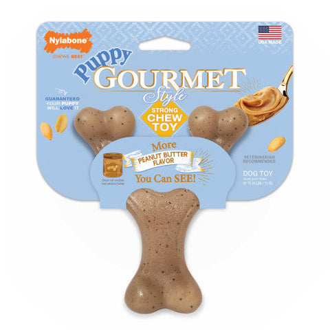 Nylabone, Nylabone Puppy Gourmet Style Strong Chew Toy, Wishbone, Peanut Butter, 1 Each/SMall/Regular (1 Count)