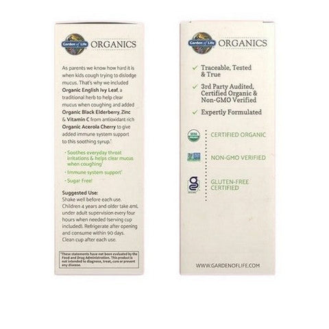 Garden of Life, Organics Kids Cough and Mucus Syrup, 3.9 Oz