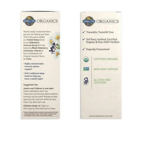 Garden of Life, Organics Elderberry and Sleep Syrup, 6.59 Oz