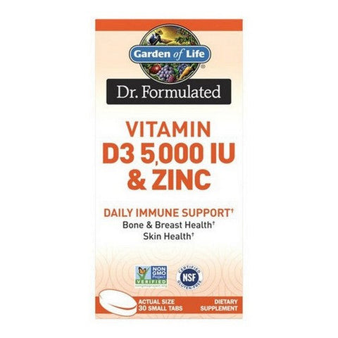 Garden of Life, Dr. Formulated Vitamin D3 and Zinc, 5000 IU, 30 Tabs