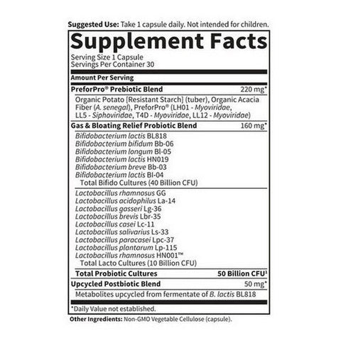 Garden of Life, Dr. Formulated Probiotics Gas and Bloating, 50 Billion, 30 Caps