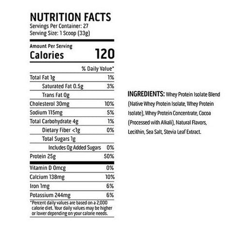 Ascent, 100% Whey Protein Native Fuel Chocolate, 2 Lb