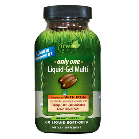 Irwin Naturals, Only One Liquid-Gel Multi WITH Iron Multivitamins, 60 Softgels