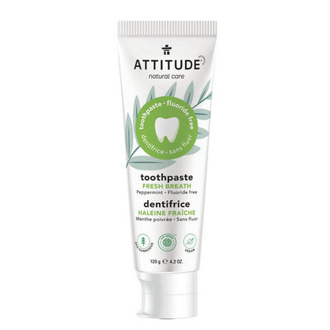 Attitude, Toothpaste Fluoride Free Fresh Breath Peppermint, 120 Grams