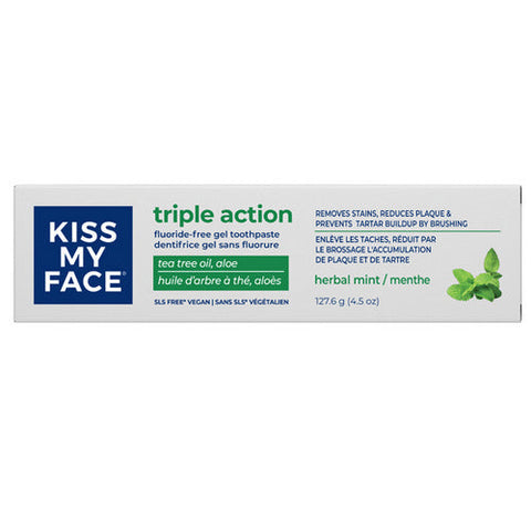 Kiss My Face, Gel Fluor-Free Triple Action, 127.6 Grams