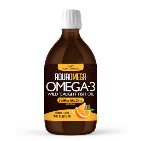 AquaOmega, Omega-3 Wild Caught Fish Oil Orange Flavour, 225 Ml