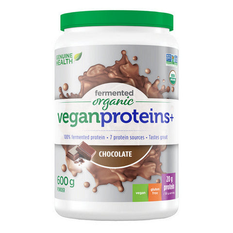 Genuine Health, Fermented Organic Vegan Protein+ Chocolate, 600 Grams