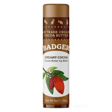 Badger Balm, Cocoa Butter Lip Balm Creamy Cocoa, .25 Oz