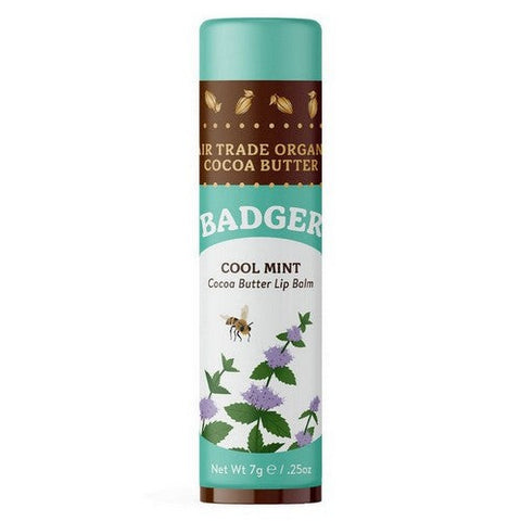 Badger Balm, Cocoa Butter Lip Balm Cool Mint, .25 Oz