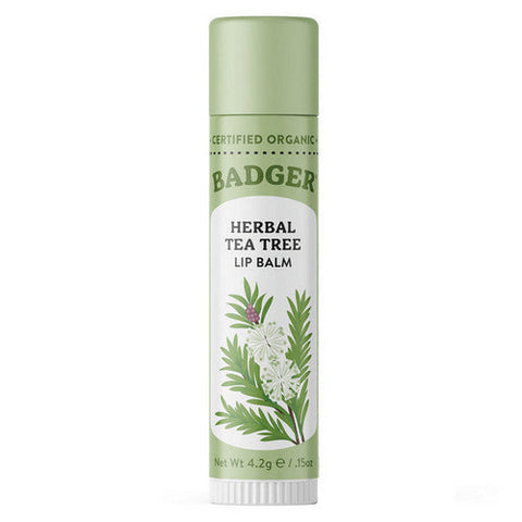 Badger Balm, Classic Lip Balm Herbal Tea Tree, .15 Oz