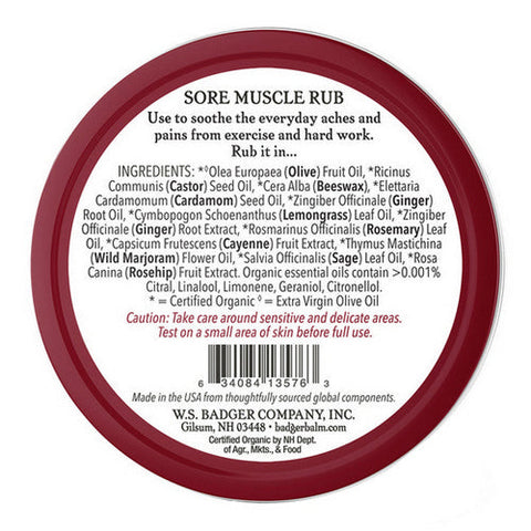 Badger Balm, Sore Muscle Rub, .75 Oz