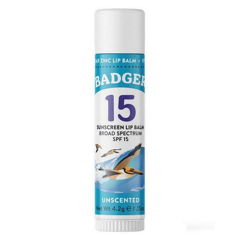 Badger Balm, Mineral Sunscreen Lip Balm SPF 15, .15 Oz