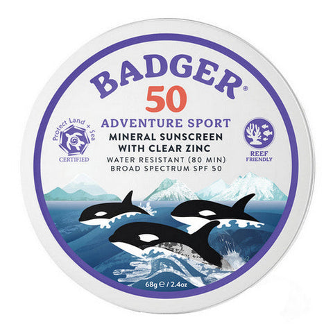 Badger Balm, SPF 50 Adventure Sport Mineral Sunscreen, 2.4 Oz