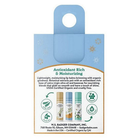 Badger Balm, Holiday Lip Balm Set Blue, .15 Oz