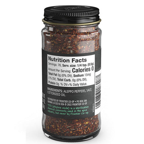 Frontier Coop, Aleppo Chili Pepper Crushed, 1.34 Oz