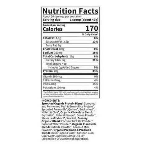 Garden of Life, Organic Creamy Protein with Oatmilk Chocolate Brownie, 920 Grams