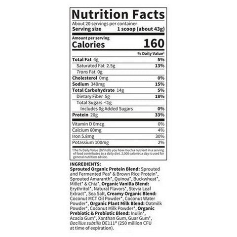 Garden of Life, Organic Creamy Protein with Oatmilk Vanilla Cookie, 860 Grams