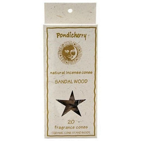 Pondicherry Natural Incense, Sandalwood Incense Cones, 20 Count