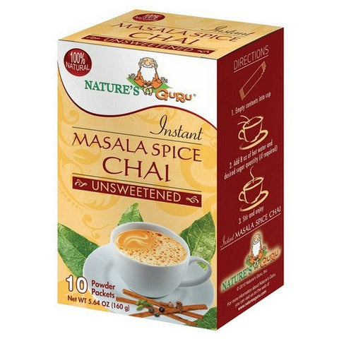 Nature���s Guru, Masala Chai Unsweetened, 10 Count
