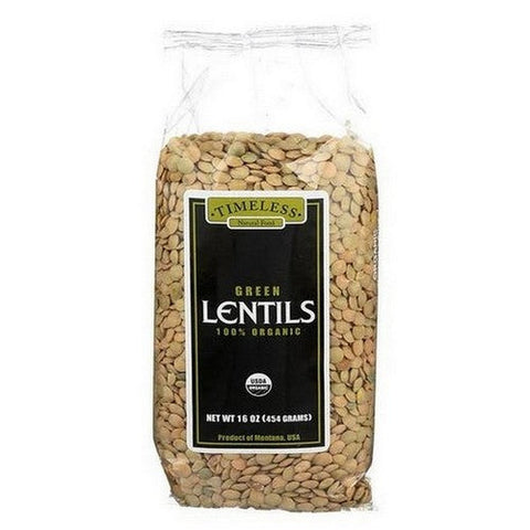 Timeless Natural Foods, Organic Green Lentils, 16 Oz