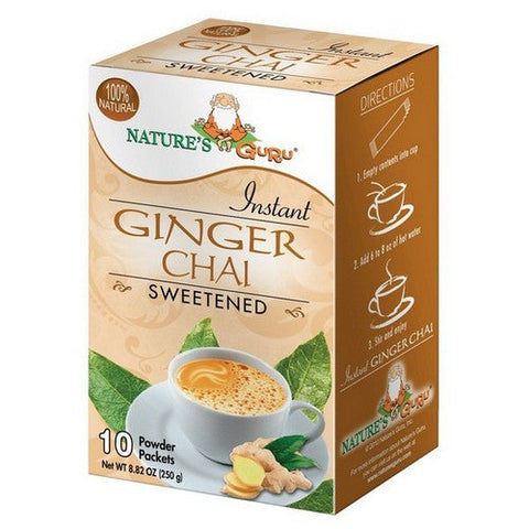 Nature���s Guru, Ginger Chai Sweetened Instant Chai, 10 Count