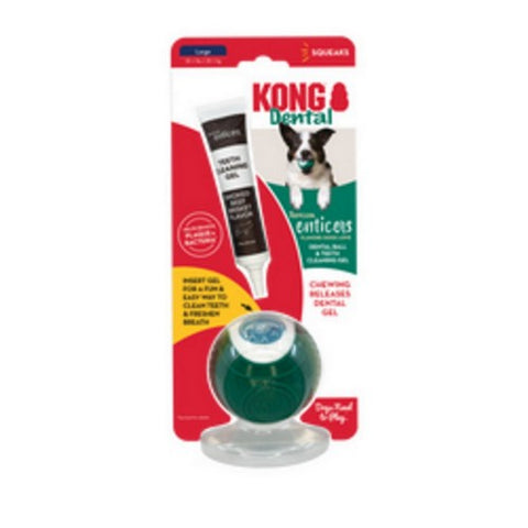 Kong, Dental Ball with Tropiclean Enticer Teeth Cleaning Gel, 1 Count / 1 Oz (Large)