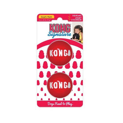 Kong, Signature Ball Dog Toy, 2 Count / Small (Red)