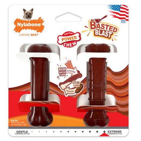 Nylabone, Power Chew Basted Blast Dual Flavored Dog Chew Toys, 1 Count (XS - Up To 15 Lbs)