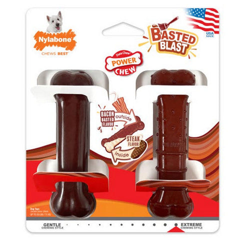 Nylabone, Power Chew Basted Blast Dual Flavored Dog Chew Toys, 1 Count (Small - Up To 25 Lbs)