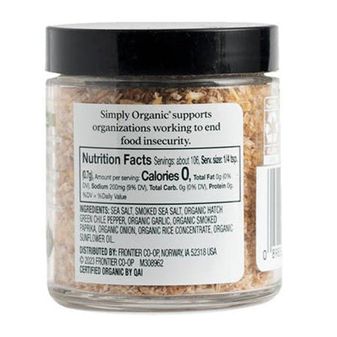 Simply Organic, Hatch Chile Finishing Salt Organic, 2.61 Oz(Case Of 6)