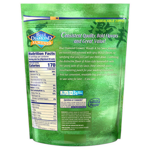 Blue Diamond, Almonds Bold Wasabi And Soy Sauce, 16 Oz