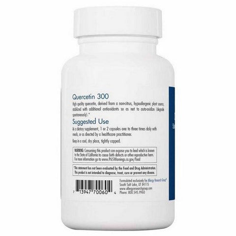 Nutricology/ Allergy Research Group, Quercetin 300 Stabilized With Antioxidants, 60 Veg Caps