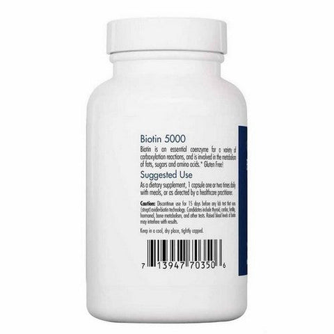 Nutricology/ Allergy Research Group, Biotin 5000 High Dose Biotin, 60 Veg Caps