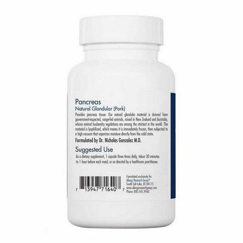 Nutricology/ Allergy Research Group, Pancreas Natural Glandular (Pork), 60 Caps