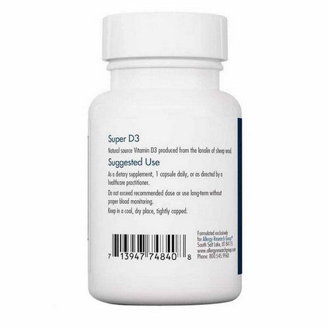 Nutricology/ Allergy Research Group, Super Vitamin D3 Cholecalciferol With C and E, 60 Veg Caps