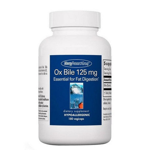 Nutricology/ Allergy Research Group, Ox Bile Essential For Fat Digestion, 125 Mg, 180 Veg Caps