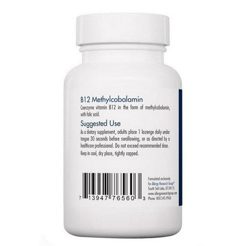 Nutricology/ Allergy Research Group, B12 Methylcobalamin With Folic Acid, 3000 Mcg, 50 Lozenges