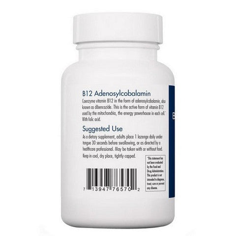 Nutricology/ Allergy Research Group, B12 AdenosylcobalaminWith Folic Acid, 3000 Mcg, 60 Lozenges