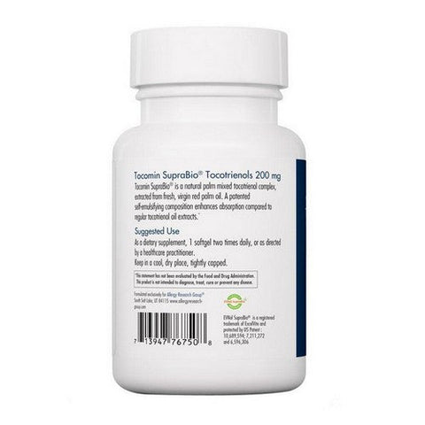 Nutricology/ Allergy Research Group, Tocomin SupraBio Tocotrienols, 200 Mg, 60 Softgels