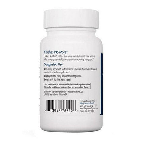 Nutricology/ Allergy Research Group, Flashes No More Menopausal Support, 60 Veg Caps