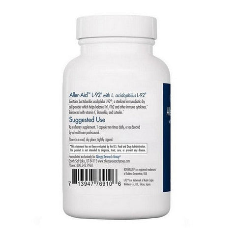 Nutricology/ Allergy Research Group, Aller-Aid L-92 With L Acidophilus L-92, 60 Veg Caps