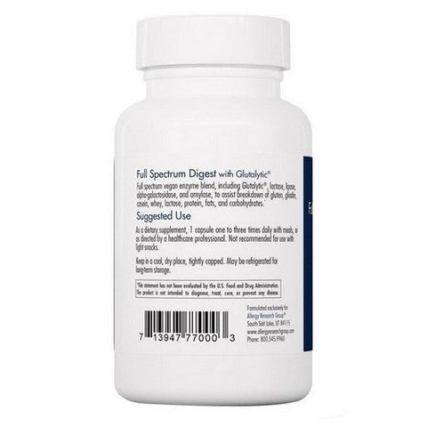 Nutricology/ Allergy Research Group, Full Spectrum Digest With Glutalytic, 90 Veg Caps