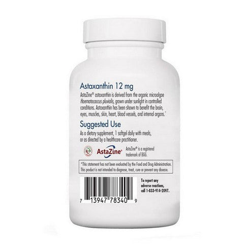 Nutricology/ Allergy Research Group, Astaxanthin AstaZine From Pure Microalgae, 12 Mg, 60 Softgels